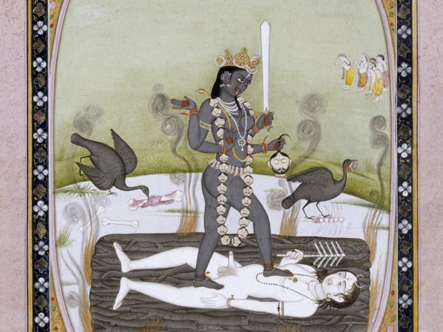 Goddess Kali on Shiva - Kangra Painting (1800 - 1825)